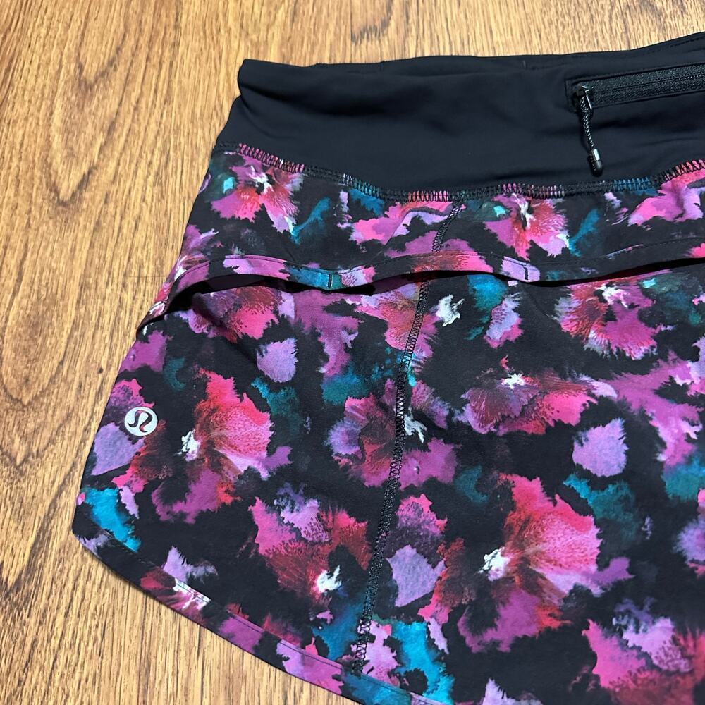 Lululemon Pink Floral Running shorts activewear sports shorts size 10 lined
